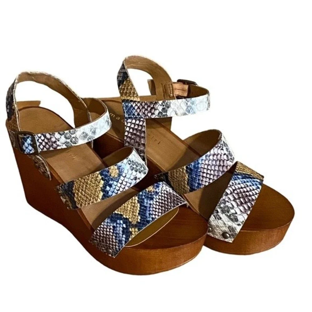Madden Girl sexy snakeskin platform shoes, chunky wood 3.5 heels size 6
